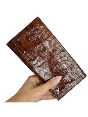 Vintage 50s 60s Tip Top midcentury genuine snakeskin brown bifold wallet
